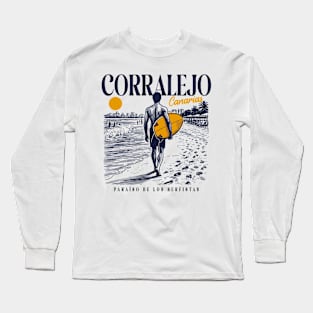 Vintage Surfing Corralejo, Canary Islands // Retro Surfer Sketch // Surfer's Paradise Long Sleeve T-Shirt